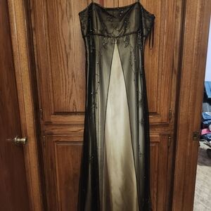 Elegant Black and Cream Evening Gown *does Have A Rip At The Bottom*